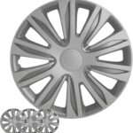 Hubcaps 4-Pack Kit, 15 inch Hub Caps Set of 4 Wheel Covers with Universal Snap-On Retention Rings, 1-Tone ABS Plastic Silver Car Rims for All Models (SG-5083-B-15)