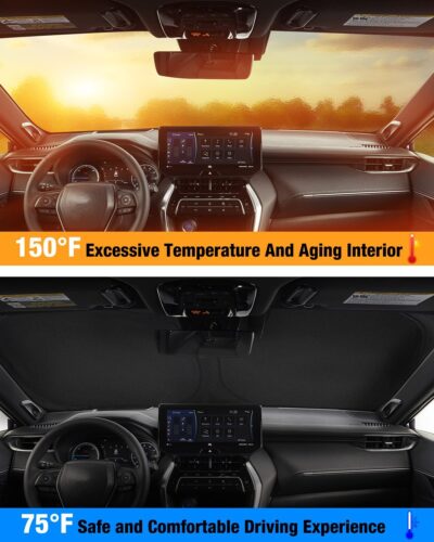 NEVERLAND Universal Car Windshield Sun Shade | 210D Oxford Fabric Sunshade Cover | Heat & UV Blocker (63.78" x 31.89") - Image 7
