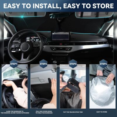 Windshield Sun Shade for Toyota Camry 2025 2026 LE XLE Hybrid SE XSE - 4 Layers Car Sunshades for Front Windows Shade Cover Custom Fit Camry Sun Visor 250T Retractable Blocks Shade UV Rays Accessories - Image 5