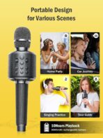 Wireless Bluetooth Karaoke Microphone, Built-in Loud Speaker for 10H Playback, Add Reverb/Duet Mode/Earbuds Monitoring, Portable Karaoke Machine for Entertainment & Singing Practice (Gray) - Image 5
