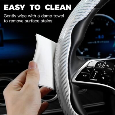 3Pcs Steering Wheel Cover, Car Steering Wheel Cover, Carbon Fiber Car Wheel Cover, Universal Fit, Suitable for 14- to 16-Inch Steering Wheels, Easy Snap-On Installation (Purple) - Image 4