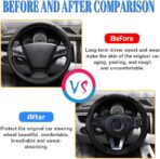 15 inch Car Steering Wheel Cover, Carbon Fiber Microfiber PU Leather Elastic Steering Wheel Protector for Men Women, Anti-Slip Breathable Car Interior Accessories (Black) - Image 5