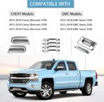 Chrome Door Handle Covers+Top Half Mirror Covers+Tailgate Cover (with Camera Hole) Compatible with Chevrolet Silverado GMC Sierra 1500 2500 3500 2014-2018 - Not for Towing Mirror - Image 2