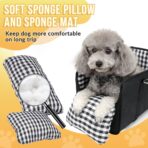 SlowTon Console Dog Car Seat - Portable Dogs Armrest Booster Seat for Small Dog, Anti-Collapse Pet Car Seat with Soft Cushion Safety Belt, Support Pet Up to 11lbs (Black) - Image 5