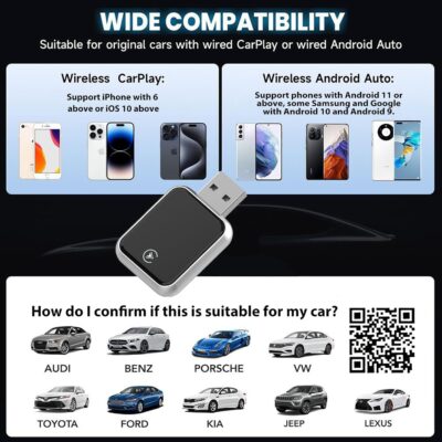 2026 Upgraded USB Wireless CarPlay Adapter for iPhone, Bluetooth 5.3 and Wi-Fi 6, Automatic & Zero-Delay Connection, Android auto Carplay Wireless Adapter for Android and iOS Systems. (Dark Gray) - Image 4