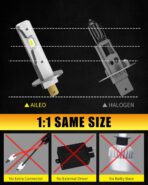 AILEO H1 LED Fog Light Bulb, 25W 6000 Lumens Super Bright 6000K Cool White 360°Beam H1 LED Bulb for DRL or Fog Light Bulb Replacement 1:1 Mini Size Quick Install IP68 Waterproof, 2 Pack - Image 4