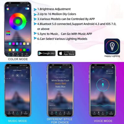 YUGUANG 4Pcs Underglow Kit for Car, APP Control Multicolor Car Underglow Light Kit Music Sync RGB Underbody Strips Light Waterproof for Cars Trucks SUVs - Image 5