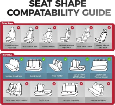 FREESOO Black Red Car Seat Covers Full Set - Faux Nappa Leather Seat Covers for Cars, Breathable Waterproof Front Seats with Lumbar Support and Rear Seat Cover, Fit for Automotive Sedans SUVs Pickups - Image 8