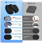 Seat Cushion - Memory Foam Office Chair Cushion for Sciatica, Tailbone & Back Pain Relief - Orthopedic Coccyx Pillow for Car, Airplane, Pregnancy & Long Sitting at Work, Black - Image 3
