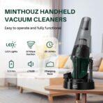 Minthouz Handheld Vacuum Cordless, Strong Suction Car Vacuum Cleaner with LED Light, Long Runtime Hand Vacuum Cordless Rechargeable, Hand Held Vac with Charging Base for Home/Car/Pet/Office - Image 2