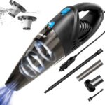Car Vacuum Cleaner, 12V/106W High Power Handheld Portable Car Vacuum with 16 Ft Cord, Attachments, Filters and Storage Bag, Suitable for Car (Blue Button)