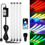 Car Led Interior Light Strip 13 Inch 72LEDs Under Dash Foot Well Soft Lighting RGB DIY 210 Modes Static/Chase/Gradient/Strobe/Music, Timer App Switch Control, USB 5V DC 12V, No Remote