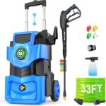 Pressure Washer 5000 PSI Adjustable Pressure, Power Cleaners Powered with 33ft Pressure Hose, 4 Nozzles and 500ml Foam Cannon, Cleaner Machine for Home, Light Blue