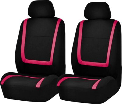 FH Group Car Seat Covers Full Set Cloth - Universal Fit Washable Automotive Seat Covers, Low Back Front Seat Covers, Solid Back Seat Cover for SUV, Sedan and Van Pink - Image 3