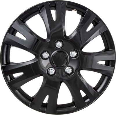 OxGord 16" Inch Hubcap Wheel Covers - (Set of 4) Hub Caps for Standard Steel Rims - Snap-on (Ice Black) - Image 2