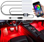 Car LED Lights Interior, RGB Under Dash Foot Well Lighting Kit with DIY Mode, Mult-Color Light for Car with APP Control and Button Control, Music Sync USB 5V DC