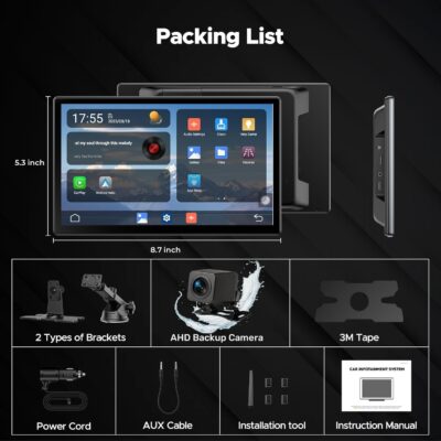 Volam 9'' Carplay Screen with Net-Flix YouTube and AHD Backup Camera Upgraded Wireless Android Auto Screen Portable AI Magic Video Box Built-in Apps Voice Control Car GPS for iOS 10+ Android 11+ - Image 8