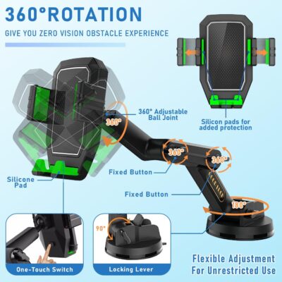 Heavy Duty Phone Holder - Long Arm, Anti-Shake Suction Cup, Compatible with All Phones & Vehicles - Image 7