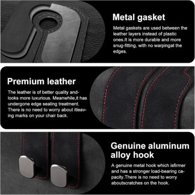 Car Purse Hook Purse Hook for Car Seats Headrest Car Seat Hooks,Heavy Duty Vehicle Organizer for Handbags, Groceries, Purses, Keep Car Tidy (Black, 2 Pack) - Image 6