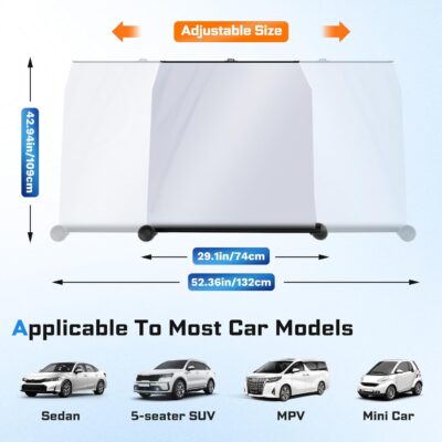 Retractable Windshield Sun Shade Automatic Sunshade for car with 99% UV Heat Protection, 420D Fabric Keep Cool & Protect Interior, Universal Adjustable Fit for Cars Trucks SUVs (Not for Large Trucks) - Image 6