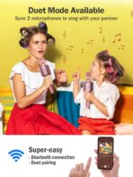 Wireless Bluetooth Karaoke Microphone, Built-in Loud Speaker for 10H Playback, Add Reverb/Duet Mode/Earbuds Monitoring, Portable Karaoke Machine for Entertainment & Singing Practice (Rose Gold) - Image 2