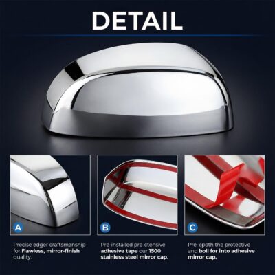 Chrome Side View Mirror Covers Caps Top Half Compatible with Chevrolet Silverado Tahoe Suburban Avalanche, GMC Sierra Yukon Cadillac Escalade 2007 2008 2009 2010 2011 2012 2013 2014 - Image 7