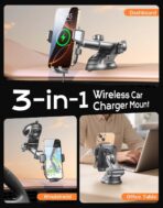 Wireless Car Charger, [15W Fast Charging] Car Phone Mount with Upgrade Suction, Car Phone Holder Charger for Dashboard Windshield Compatible with iPhone 16/15/14 Pro Max, Galaxy S25/S24 Grey - Image 6