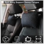 2-Pack Car Headrest Neck Pillows, 100% Cotton Fill with Adjustable Strap, Breathable Support for Driving & Travel (Black-Checkerboard) - Image 4