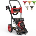 HURGOVE 4000 PSI Gas Pressure Washer for Home Use, 210CC Engine Power Washer with 26FT Hose & 5 Nozzles for Driveways, Cars, Patios & Fences