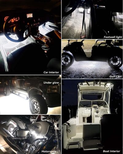 12V Led Light Strip 18" Connectable White LEDs Strip Lights for Car Motorcycle Golf Cart Automotive Trucks Boat Waterproof Led Light Strip, 4Pack - Image 7