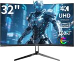 ZZA 32 Inch Gaming Monitor 160HZ,Curved Monitor 4k UHD(3840 * 2160P) VA Screen, 1500R Curved, Computer Moniter, Supports AMD Freesync, 120% sRGB, Built-in Wall Mountable Installs(HDMI 2.1/DP 1.4)