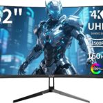 ZZA 32 Inch Gaming Monitor 160HZ,Curved Monitor 4k UHD(3840 * 2160P) VA Screen, 1500R Curved, Computer Moniter, Supports AMD Freesync, 120% sRGB, Built-in Wall Mountable Installs(HDMI 2.1/DP 1.4)