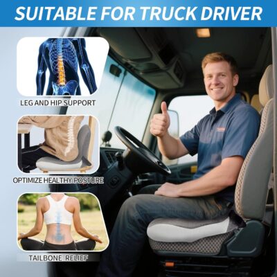 Memory Foam Buttocks Cushion for Office Chair Truck Driver Truck Seat Cushion Ergonomic Driver Seat Cushion with Lumbar Support & Sciatica Back Pain Relief, Car Seat Cushions for Driving - Image 4