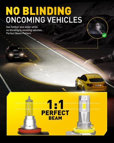 AUXITO H11/H8/H9 LED Bulbs 50,000LM 900% Brighter, 6500K Cool White, 3 Min Plug and Play Installation - Pack of 2 - Image 3