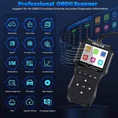 OBD2 Scanner Diagnostic Tool, Check Engine Light Car Code Reader with Reset, Battery Tester, Live Data, Freeze Frame, I/M Readiness, Car Scanner Diagnostic Tool for All OBDII Car After 1996 - Image 5