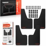 A-Premium Mud Flaps, 4 Pack Universal Splash Guards for Car Sedan Coupe, Black Front and Rear Upgraded Mud Guards Includes Mounting Hardware, Drilling Required