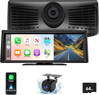 8.1" Portable Wireless Carplay Screen for Car, 2K Dash Cam & 1080P Backup Camera, Touchscreen Car Stereo with Apple Car Play/Android Auto, GPS, Bluetooth, Mirror Link, Voice Control for All Vehicles - Image 8