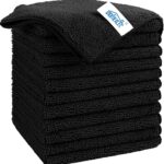 HOMEXCEL Black Microfiber Cleaning Cloth, 12 Pack Premium Microfiber Towels for Cars, Lint Free, Scratch-Free, Highly Absorbent, Reusable Cleaning Rags for Car, Household, Kitchen, Window, 11.5"X11.5"