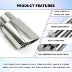 Stainless Steel Car Exhaust Tip, 2.5" to 3.3" Adjustable Car Decoration Chrome-Plated Finish Exhaust Tailpipe, Universal Car Exhaust Pipe Modification Tail Throat Tail Pipe (Silver #Straight) - Image 5