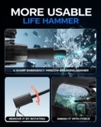 2025 Windshield Sun Shade Frame with Thickened Fast Cooling, Emergency Window Breaker, 99% UV Blocking Protects Car from Sun and Heat Damage, Adjustable Bendable Design for SUV/Sedan/(57" L x 32" W) - Image 8