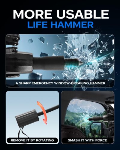 2025 Windshield Sun Shade Frame with Thickened Fast Cooling, Emergency Window Breaker, 99% UV Blocking Protects Car from Sun and Heat Damage, Adjustable Bendable Design for SUV/Sedan/(57" L x 32" W) - Image 8