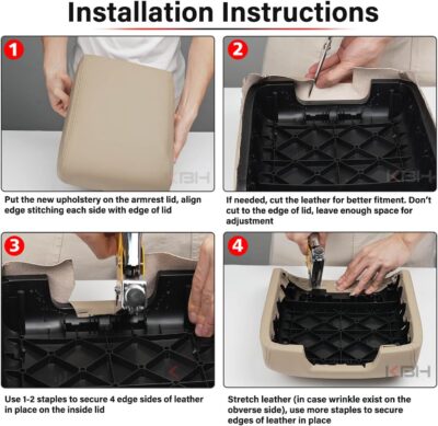 KBH Center Console Cover Replacement for Infiniti QX60 / JX35 & Nissan Pathfinder 2013-2020, Vinyl Leather, Car Armrest Upholstery, Anti-Scratch, Black - Image 7