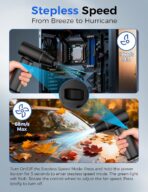 Compressed Air Duster-180000RPM Electric Air Duster Rechargeable Brushless Motor, Stepless Speed/3-Gear Adjustable Mini Blower Cordless with LED Light, Dust Blower for Computer, House, Outdoor, Car - Image 3