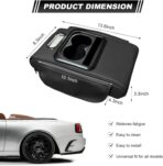 Car Center Console Armrest Pillow, Leather Car Armrest Cushion with Cup Holder & Phone Holder, Universal Armrest Storage Box Protector for Most Vehicles, Car Accessories (Black, Normal) - Image 2