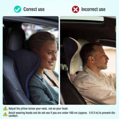 Car Neck Pillow for Driving Seat, Soft Memory Foam Headrest Pillow with Adjustable Strap and Removable Cover, Ergonomic Neck Support for Car, Office Chair, Gaming Chair – Dark Grey - Image 4