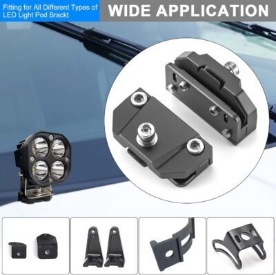 2PCS Universal Hood Light Mounting Brackets Ditch Light Brackets Adjustable Aluminum Alloy Pillar Hood Led Work Light pods Mount Bracket for Truck SUV Cars, No Drilling - Image 3