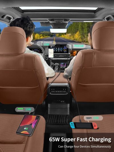 3 in 1 Retractable Car Charger Adapter & FM Transmitter Bluetooth Mp3 Player- Max 65W + 18W with 2 PD Fast Charging,2 Retractable Cables & USB-A Music Playback for iPhone,iPad,Samsung,Pixel - Image 6