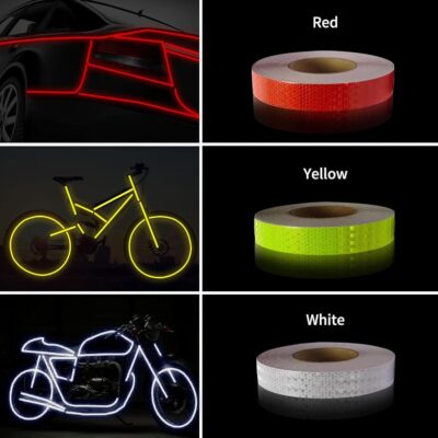 3 Rolls High-Visibility Reflective Tape - Waterproof Self-Adhesive Safety Stickers for Outdoor Nighttime Visibility, Trailers, Apparel, Vehicles (1 in x 30 ft.) - Image 4