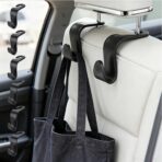 6Pack Car Seat Back Hooks Set Black Texture Multi Purpose Bag Holder Portable Storage Hooks for Travel Commute Shopping Office Use 4.3x2.8in(Black)