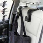 6Pack Car Seat Back Hooks Set Black Texture Multi Purpose Bag Holder Portable Storage Hooks for Travel Commute Shopping Office Use 4.3x2.8in(Black)